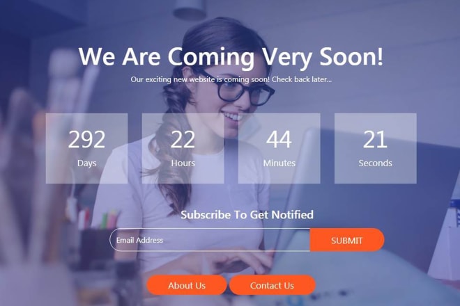 I will create responsive coming soon page with countdown timer