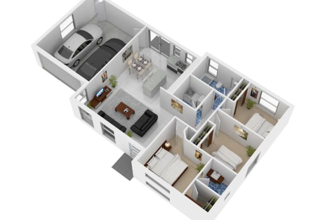 I will create stunning 3d floor plans for realestate blueprints