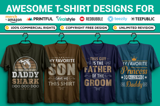 I will create t shirt design and vintage, retro, typography t shirt design
