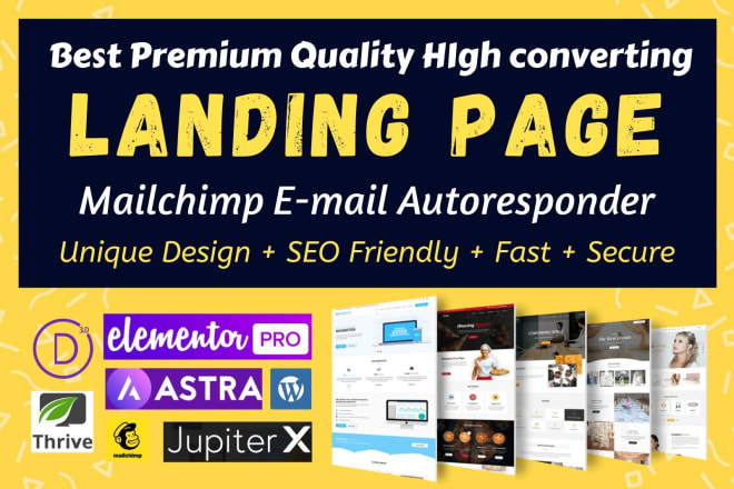 I will create wordpress landing page or website with elementor pro, astra, mailchimp