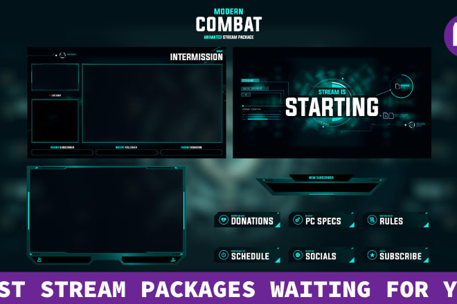 I will custom twitch overlay panels mixer stream package banners screen facecam mascot