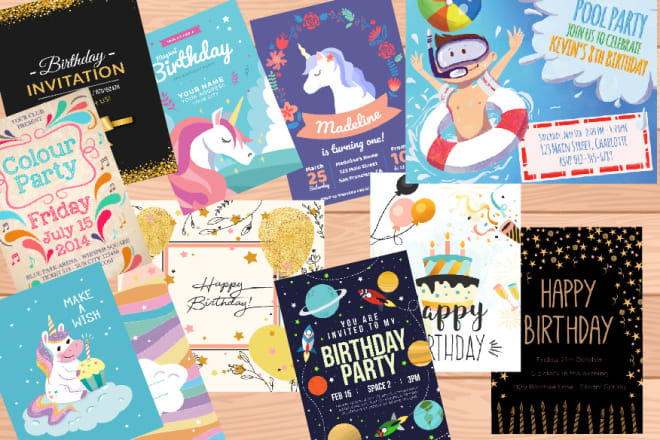 I will design a birthday party, invitation cards