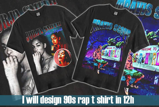 I will design a crazy vintage 90s bootleg rap t shirt in 12 h