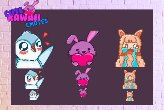I will design a cute kawaii twitch emotes, sub badges