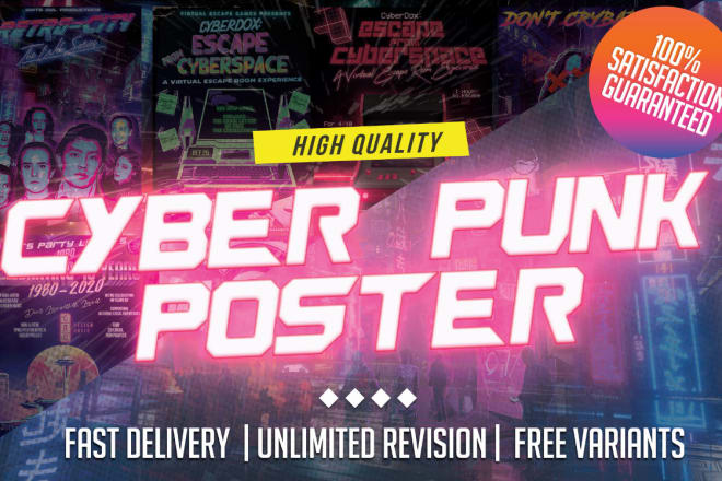 I will design a cyberpunk poster