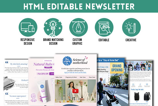 I will design a professional HTML email template or newsletter