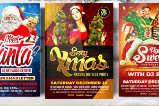 I will design amazing christmas party poster,banners,greeting card,flyer invitation
