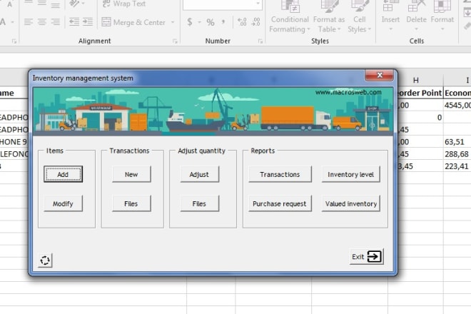I will design an inventory management system in vba excel
