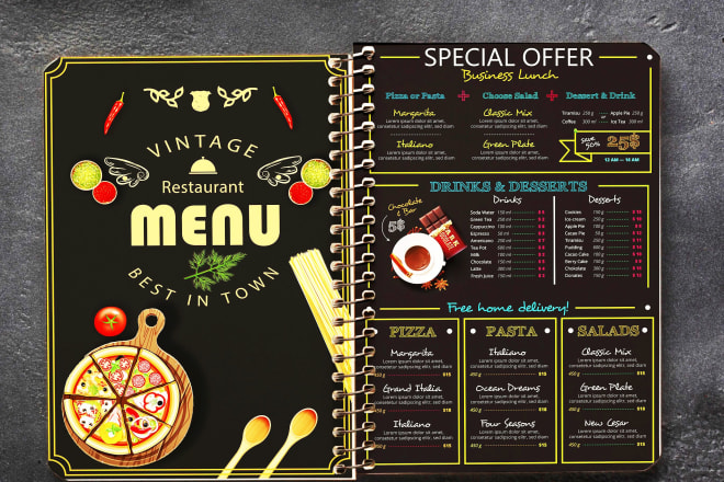 I will design appealing restaurant menu food flyer or poster