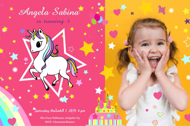 I will design beautiful birthday invitation for kids