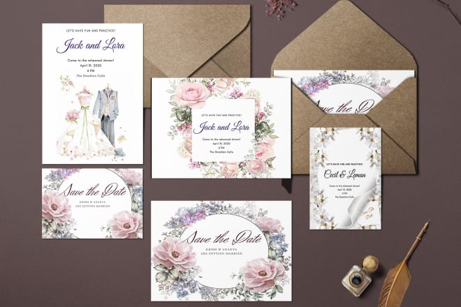 I will design beautiful wedding invitation card and postcard