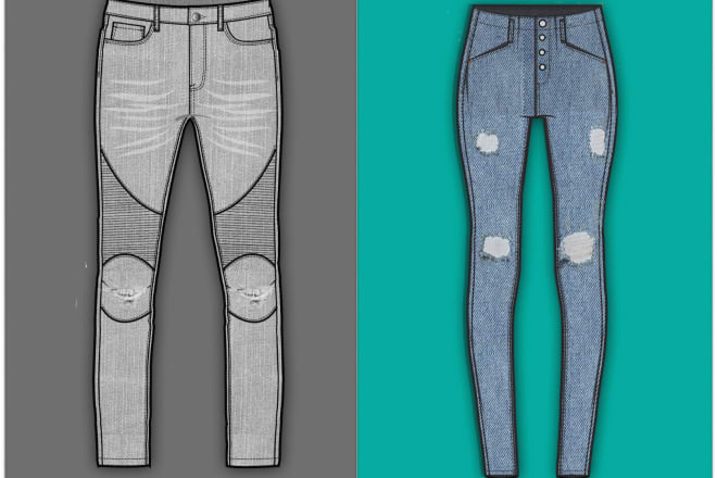 I will design clothing apparel technical flats sketch tech packs