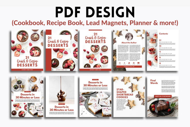 I will design cookbook, recipe book, diet plan, workbook, planner and ebooks