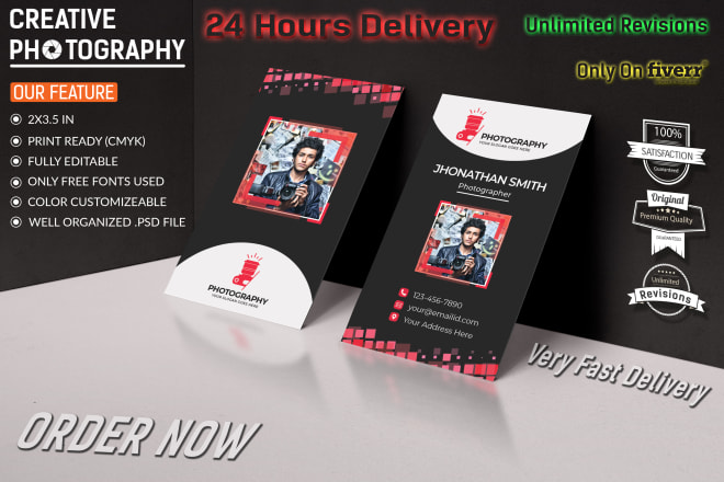 I will design creative photography business card in 24 hours