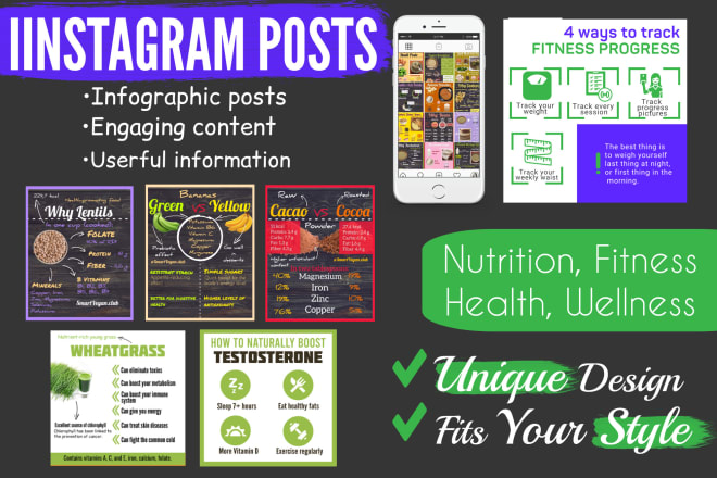 I will design custom infographics for instagram nutrition health fitness