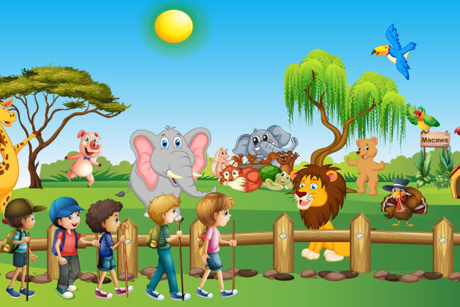 I will design cute children book illustration in awesome style