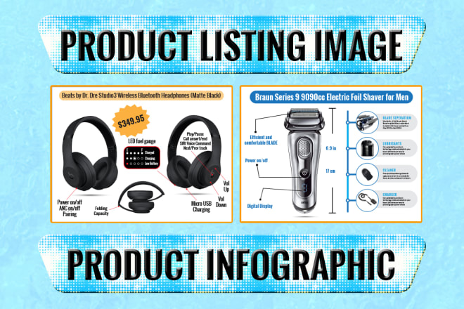 I will design eye catching amazon, ebay product listing image editing, info graphic