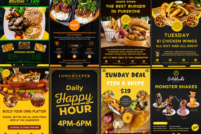I will design food flyers, posters and menu cards
