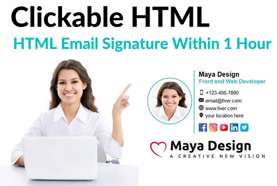 I will design HTML email signature in 1 hour