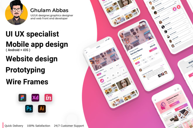 I will design mobile app or web ui ux design prototype or wireframe
