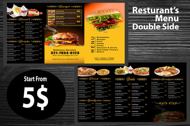 I will design modern and professional restaurant menu design