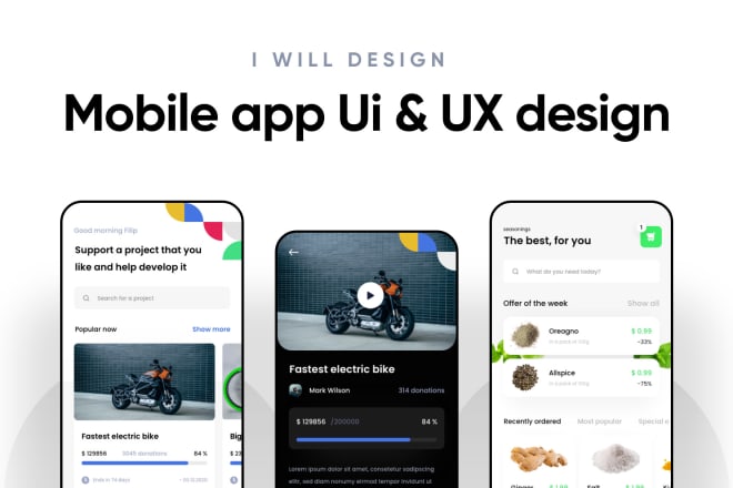 I will design modern mobile app ui with prototype and animation