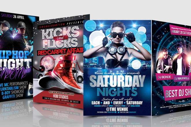 I will design, night club party, dj, hip hop, concert flyer or poster