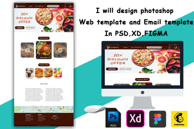 I will design photoshop web template and email template in PSD,xd,figma