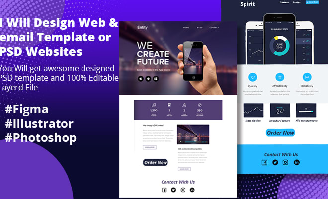 I will design photoshop web template or PSD website or email template