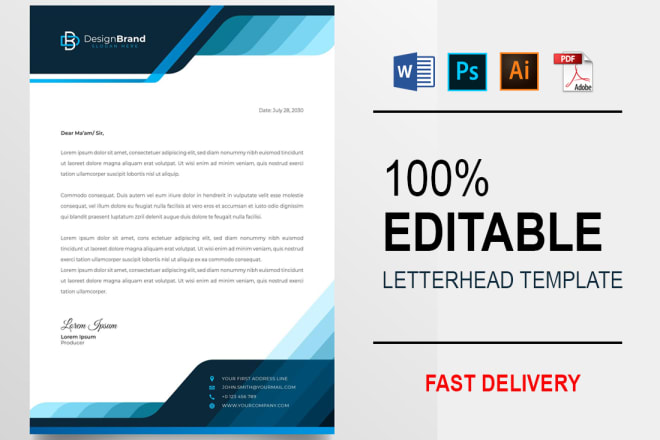 I will design professional editable letterhead template