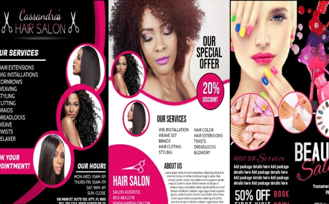 I will design professional salon spa nail hair extension price list for u