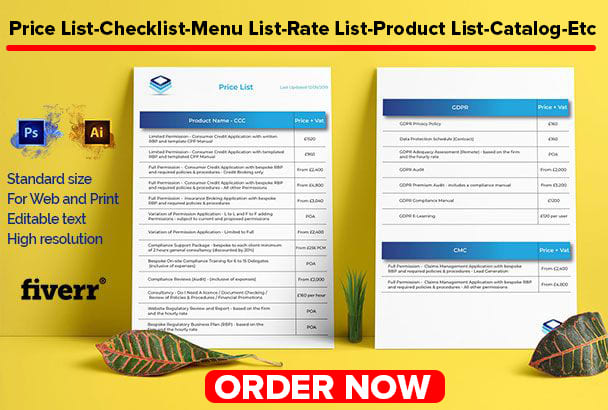 I will design psd product catalog,flyer, sell sheet, price list