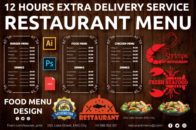 I will design restaurant menu, restaurant flyer design or food menu