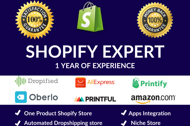 I will design shopify dropshipping website print on demand store one product store