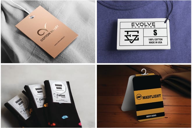 I will design socks and clothing tags clothing labels hang or swing tags with die cut