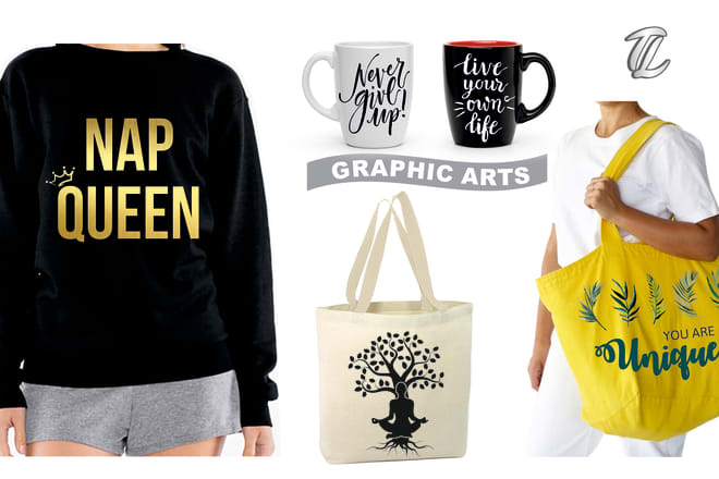 I will design trendy tshirt bags mugs graphics in 12 hours