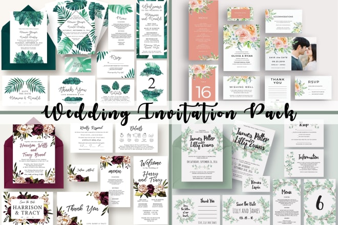 I will design unique wedding invitation package
