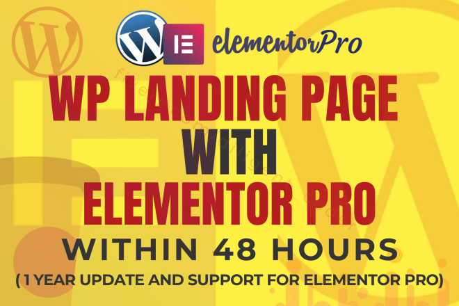 I will design wordpress landing page with elementor pro