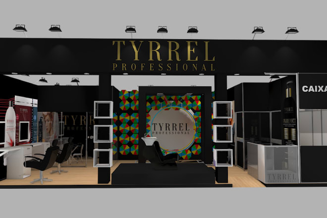 I will design your 3d trade booth, kiosk, stand