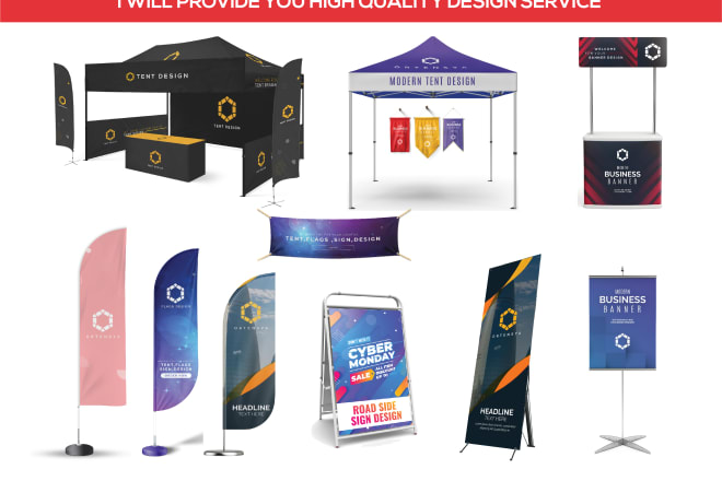 I will design your outdoor promotional tent,flags and banner
