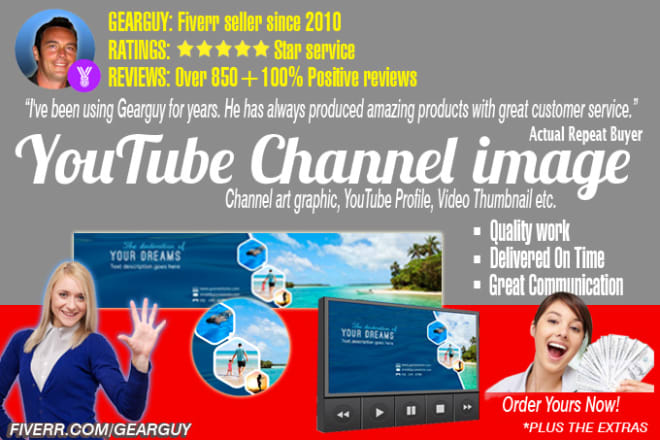 I will design YouTube Channel art, Profile or Video Thumbnail image