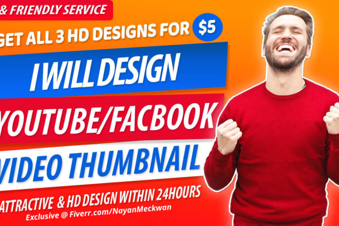 I will design youtube, facebook video ad graphic thumbnail in 12h