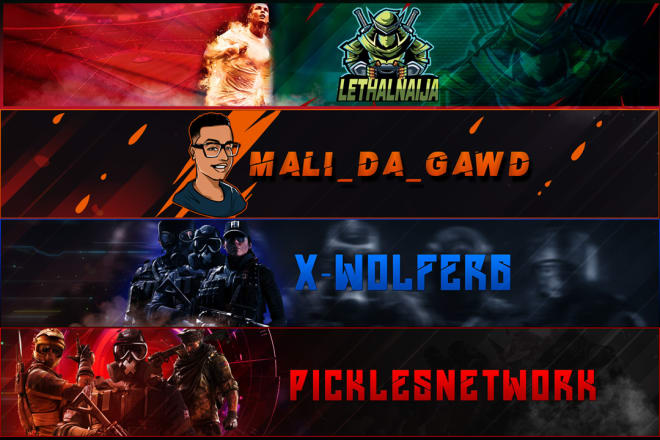 I will design youtube gaming banner, twitch banner, twitter background