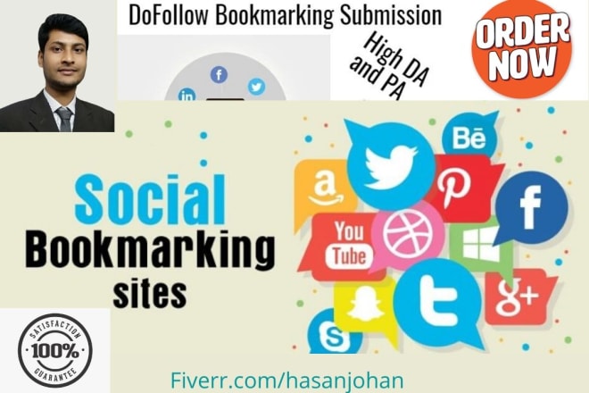 I will do 100 social bookmarking on high da PR sites manually