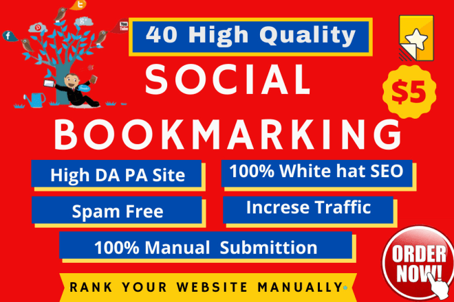 I will do 40 high quality social bookmarking submission, SEO backlinks manually