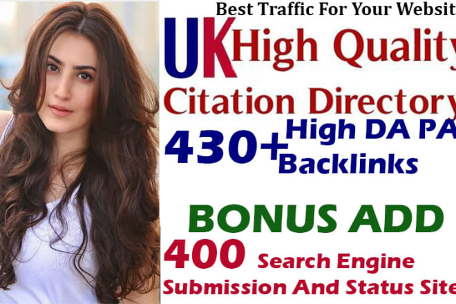 I will do 430 high authority UK directory submission and 400 search engine submission