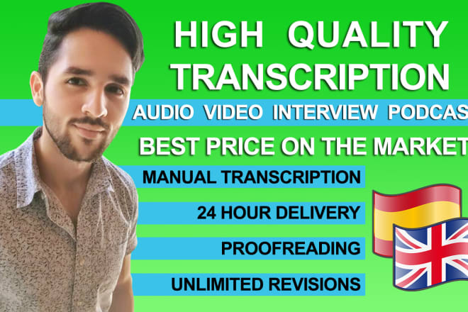 I will do a 20 min transcription in 24 hours english or spanish