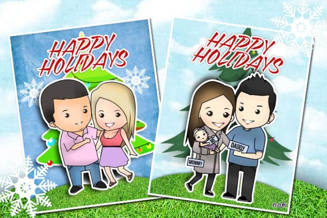 I will do a Christmas greeting card caricature