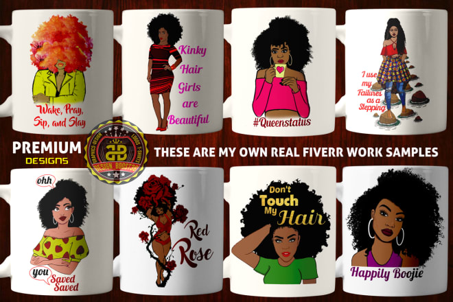 I will do african american character and tshirt mugs bags design