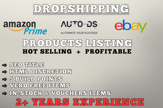 I will do amazon prime to ebay dropshipping and listing via auto ds
